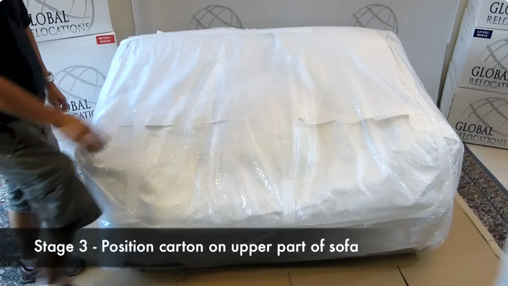 Packed household items prepared for careful transport